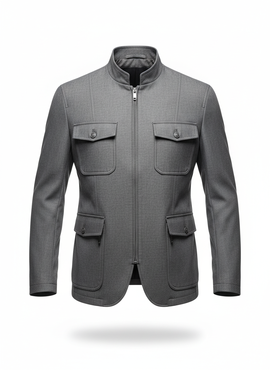 Men's Jacket with Four Front Pockets