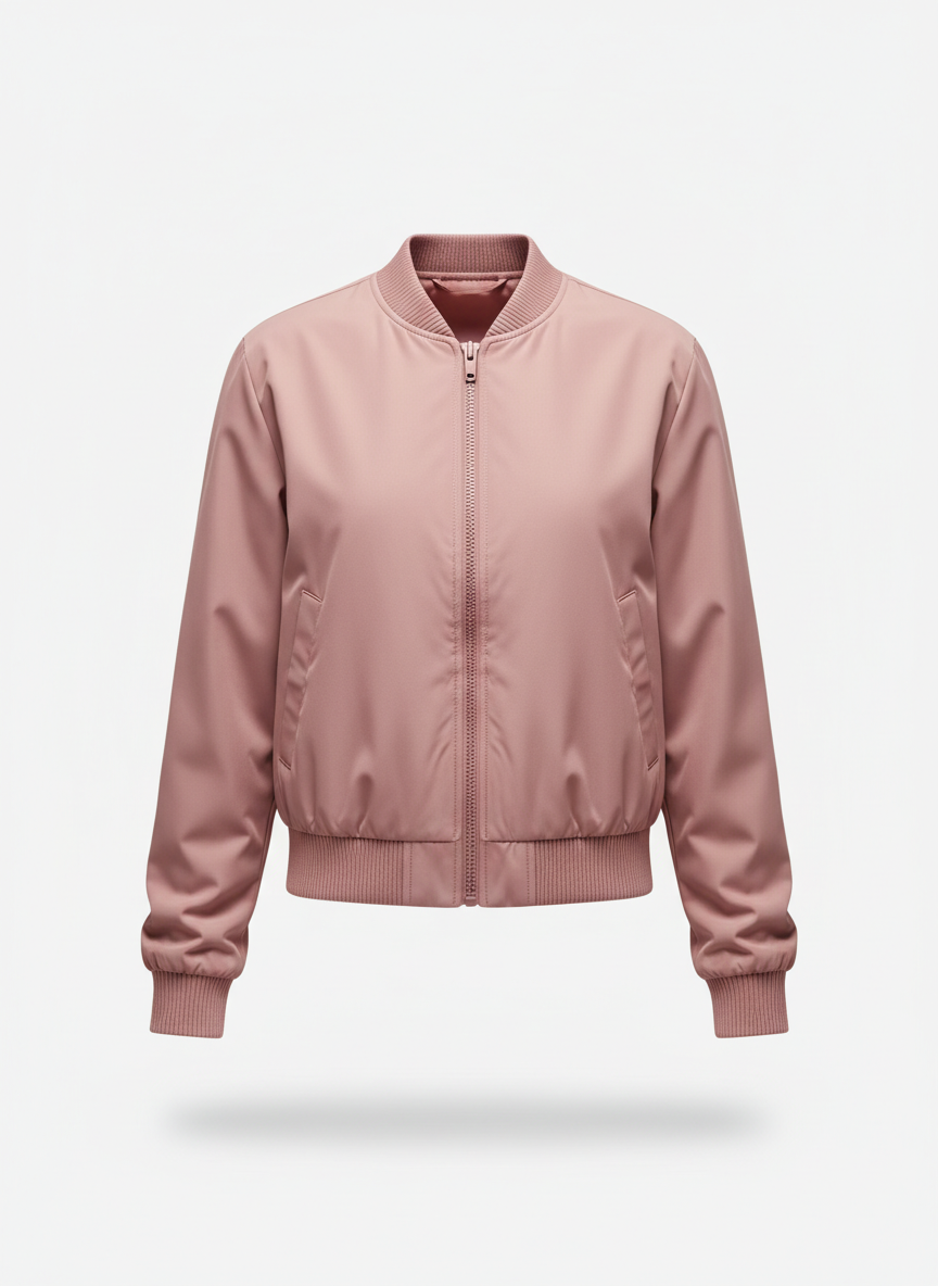 Women's Jacket with Ribbed Bomber Cut