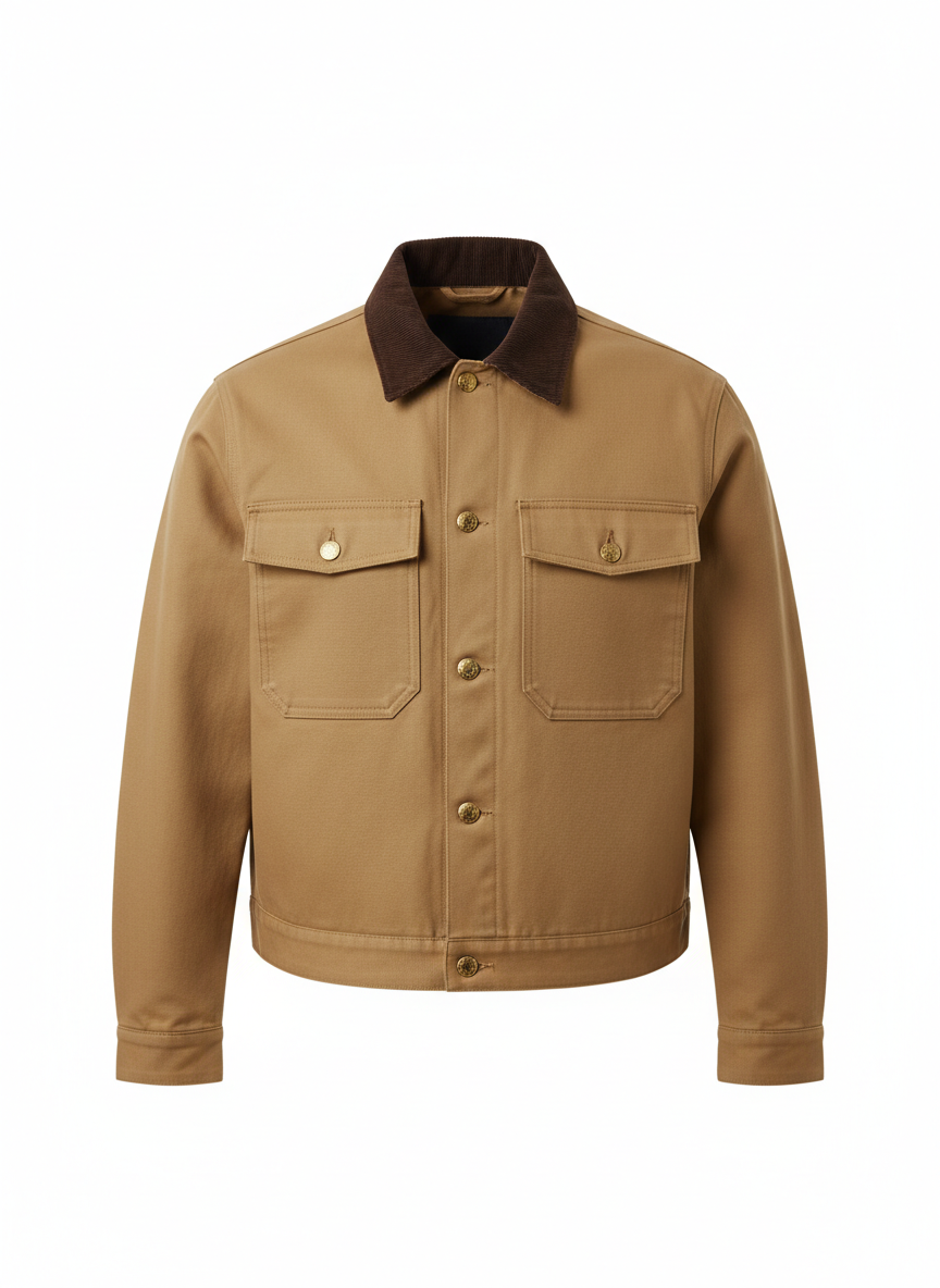 Men's Jacket with Heavy Brass Snaps